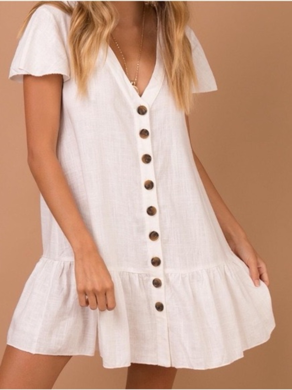 Princess Polly Te Amo White Button Down Shift Mini Dress Size 4